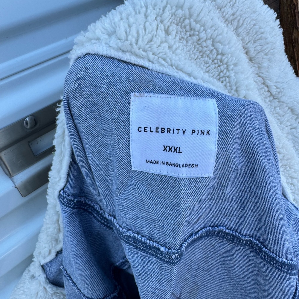 Celebrity Pink Light Blue Denim with White Sherpa